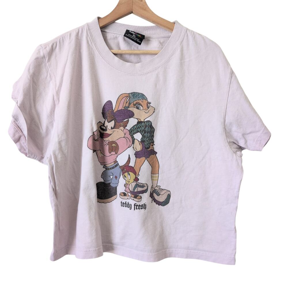 Looney Tunes x Teddy Fresh Cotton T-Shirt Crop Graphic Womens Cut Size 3XL
